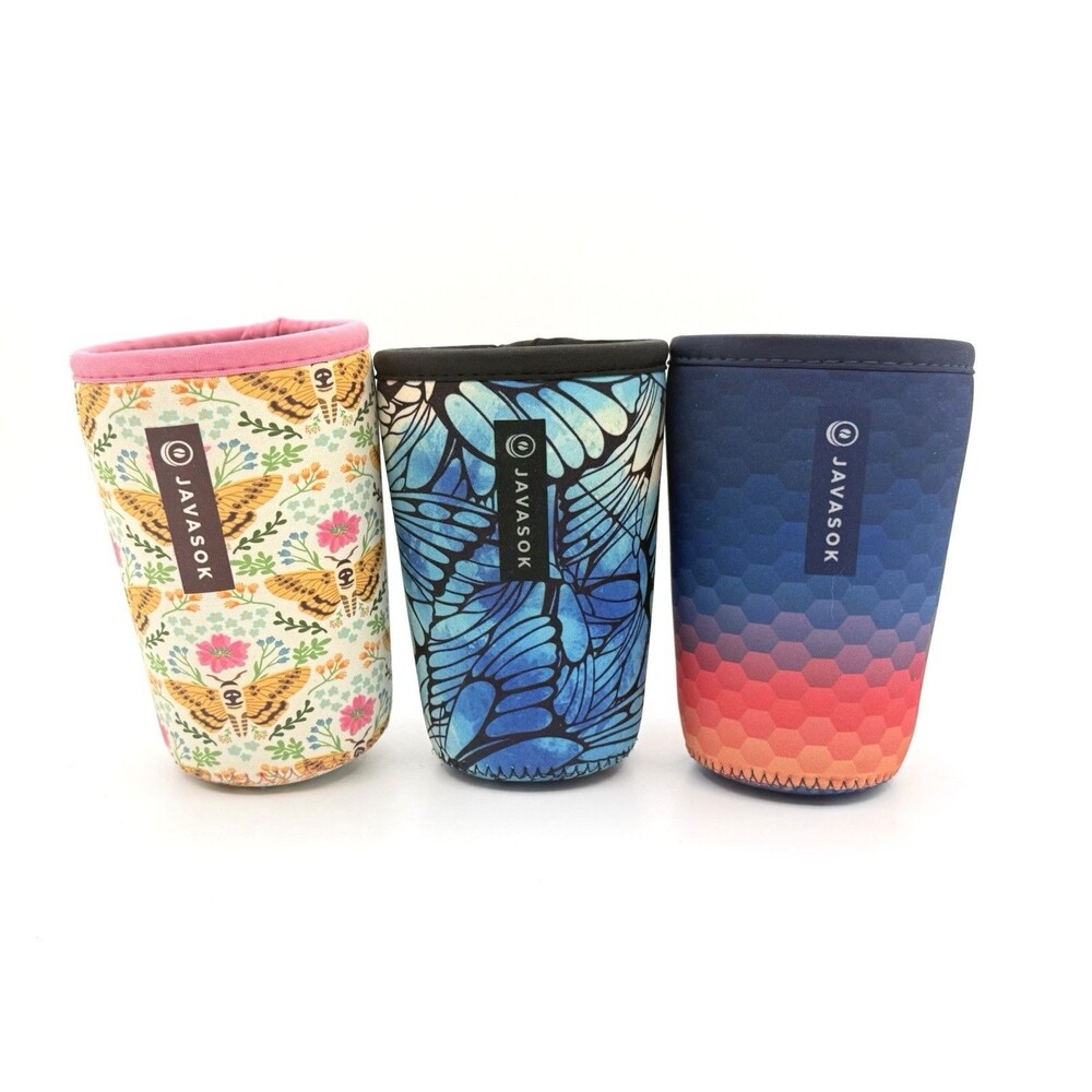 Javasok Lot Of 3 By Sok-it Medium 20-30 Oz Grande Size Butterfly Floral Bee